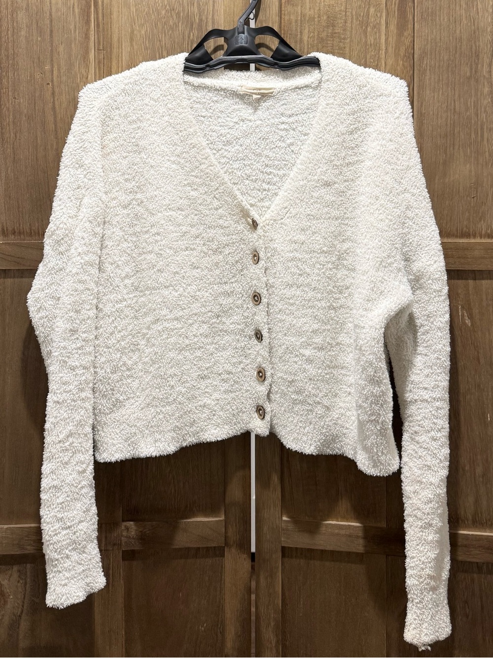 Women's C & V Cozy V-Neck Button Front Women's Sweater Cardigan - Cream